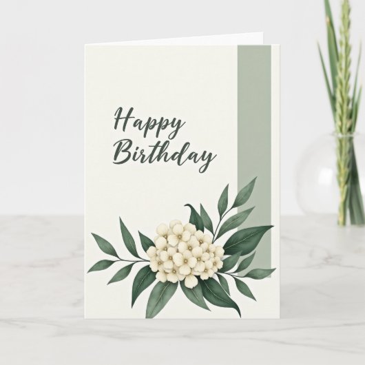 Carte d'anniversaire à fleurs scriptées (Devant)