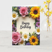 Carte d'anniversaire à fleurs scripturée (Fleur jaune)