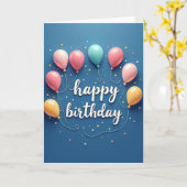 Carte d'anniversaire à fond bleu (Fleur jaune)