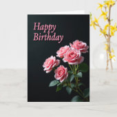 Carte d'anniversaire à fond velouté (Fleur jaune)