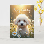 Carte d'anniversaire à fourrure dorée (Fleur jaune)
