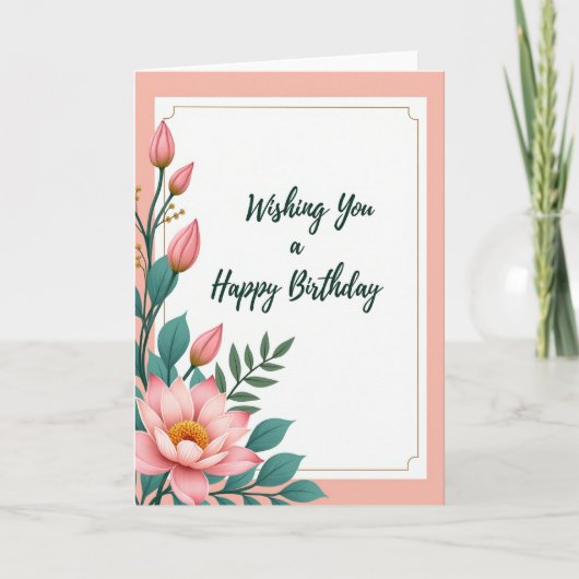 Carte d'anniversaire à garniture dorée (Devant)