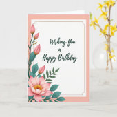 Carte d'anniversaire à garniture dorée (Fleur jaune)