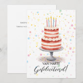 Carte d'anniversaire à gâteau à l'aquarelle (Devant / Derrière)