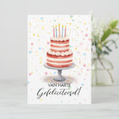 Carte d'anniversaire à gâteau à l'aquarelle (Debout devant)