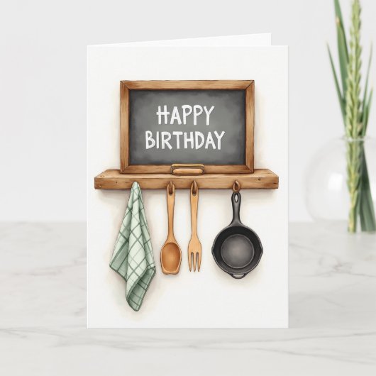 Carte d'anniversaire à la craie rustique (Devant)