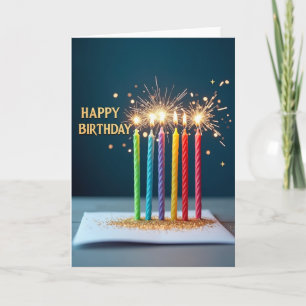 Carte d'anniversaire à la flamme scintillante