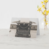 CARTE D'ANNIVERSAIRE À LA MACHINE À ÉCRIRE ANTIQUE (Fleur jaune)