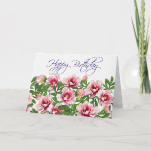 Carte d'anniversaire à la pivoine haute définition