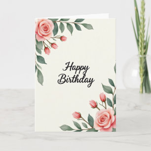 Carte d'anniversaire à la rose aquarelle