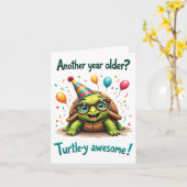 Carte d'anniversaire à la Tortue mignonne - "Turtl (Fleur jaune)