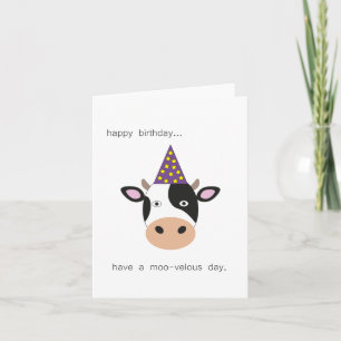 Carte d'anniversaire à la vache mignonne