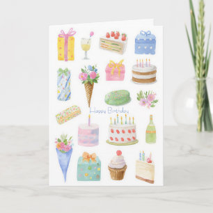 Carte d'anniversaire à l'aquarelle personnalisée