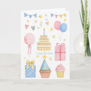Carte d'anniversaire à l'aquarelle personnalisée