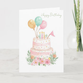 Carte d'anniversaire à l'aquarelle personnalisée