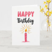 Carte d'anniversaire à l'aquarelle rose (Fleur jaune)