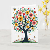 Carte d'anniversaire à l'arbre en fleurs (Fleur jaune)