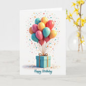 Carte d'anniversaire à l'arc doré joyeux (Fleur jaune)