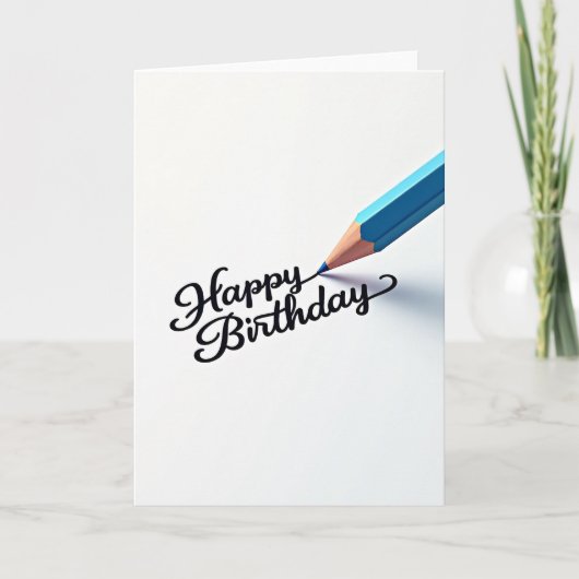 Carte d'anniversaire à l'écriture bleue Joyeux (Devant)