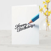 Carte d'anniversaire à l'écriture bleue Joyeux (Fleur jaune)