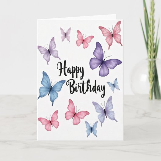 Carte d'anniversaire à l'écriture délicate (Devant)