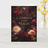 Carte d'anniversaire à l'écriture dorée florale so (Fleur jaune)
