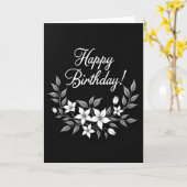 Carte d'anniversaire à l'écriture élégante (Fleur jaune)