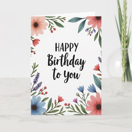 Carte d'anniversaire à l'écriture fluide (Devant)