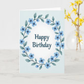 Carte d'anniversaire à l'écriture sarcelle (Fleur jaune)