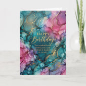 Carte d'anniversaire à l'encre d'alcool Rose Sarce (Devant)
