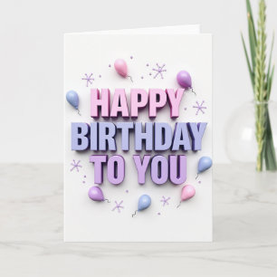 Carte d'anniversaire à lettrage doux