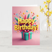 Carte d'anniversaire à lettre dorée (Fleur jaune)