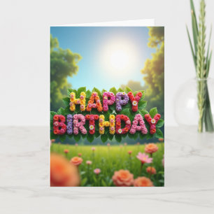 Carte d'anniversaire à lettre florale