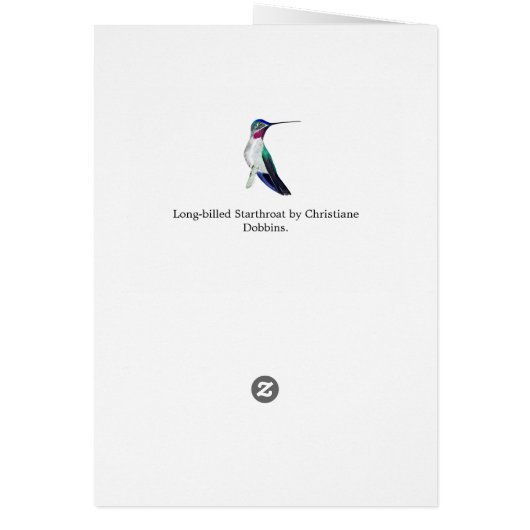 Carte d'anniversaire à long bec Starthroat Humming (Dos)