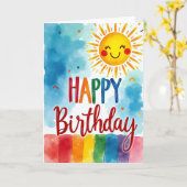 Carte d'anniversaire à l'orbite souriante (Fleur jaune)