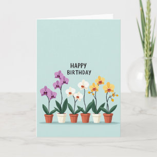 Carte d'anniversaire à l'orchidée en pot