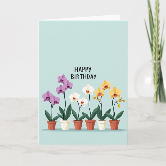 Carte d'anniversaire à l'orchidée en pot (Devant)