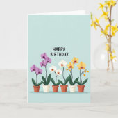 Carte d'anniversaire à l'orchidée en pot (Fleur jaune)