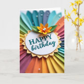 Carte d'anniversaire à médaillon festonné (Fleur jaune)