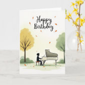 Carte d'anniversaire à mélodie de piano (Fleur jaune)