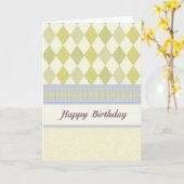 Carte d'anniversaire à motif argyle (Fleur jaune)