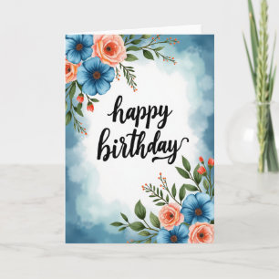Carte d'anniversaire à motif de baie scripté