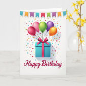 Carte d'anniversaire à motif de ballons (Fleur jaune)