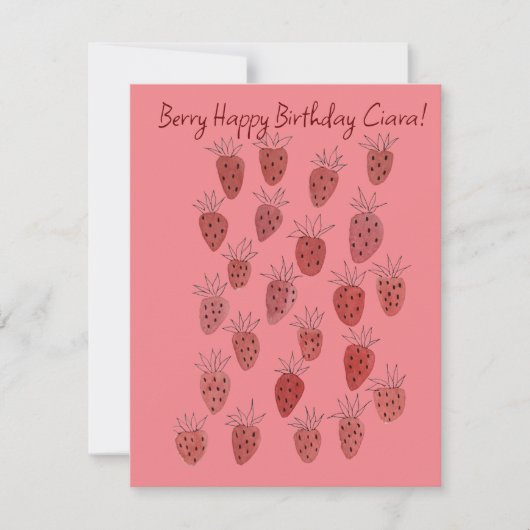 Carte d'anniversaire à motif de fraise fantaisiste (Devant)