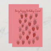 Carte d'anniversaire à motif de fraise fantaisiste (Devant / Derrière)