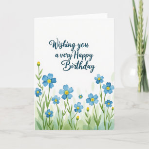 Carte d'anniversaire à motif de prairie aquarelle