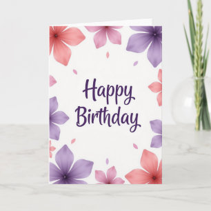 Carte d'anniversaire à motif floral Blossom Script