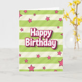 Carte d'anniversaire à motif fuchsia (Fleur jaune)
