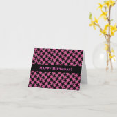 Carte d'anniversaire à motif Houndstooth (Fleur jaune)