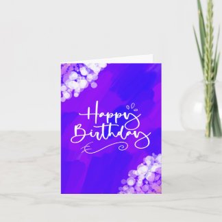 Carte d'anniversaire à motif violet vif et scintil